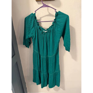 Promod Teal Off-Shoulder Mini Dress